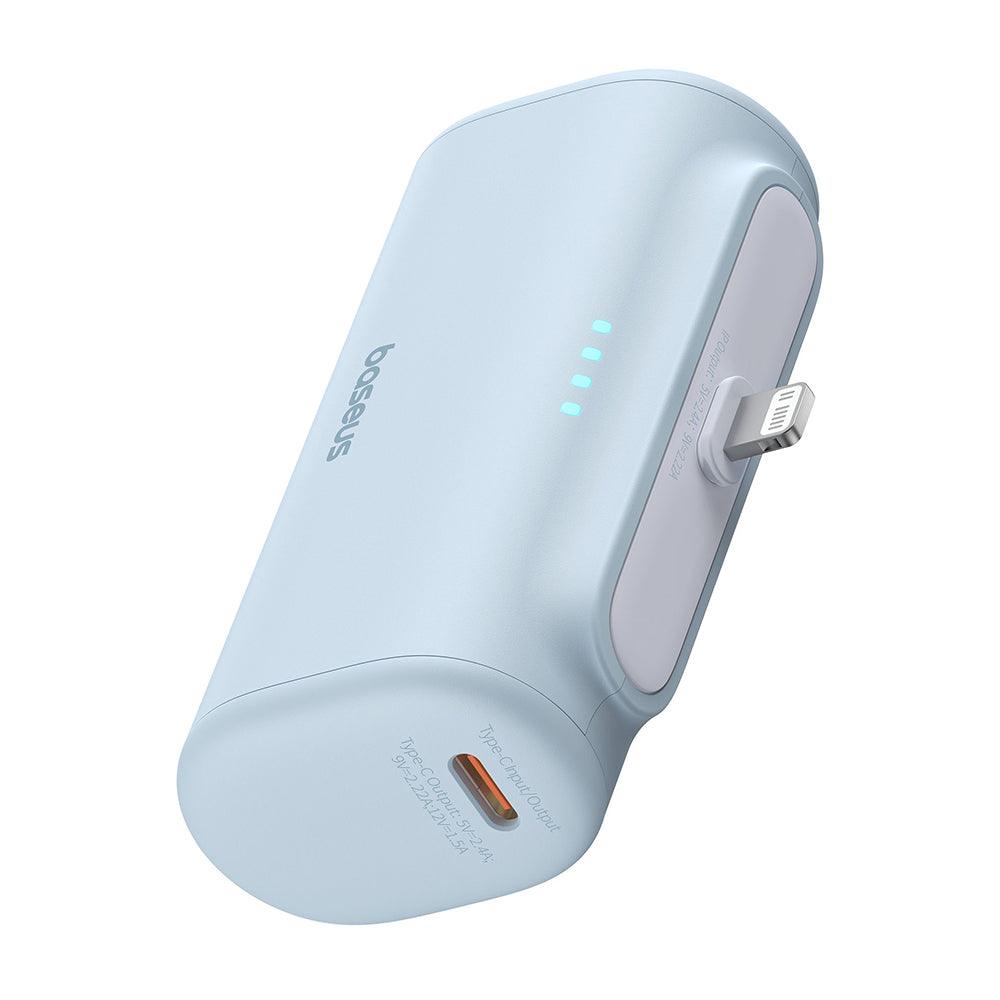 Batería Externa Baseus Compact, 5000mAh, 20W, PD, 1 x Lightning - 1 x USB-C, Azul P10068307313-00