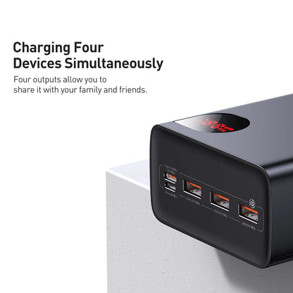 Batería Externa Baseus Adaman, 40000mAh, 22.5W, QC + PD, 1 x USB-C - 3 x USB-A, Negra