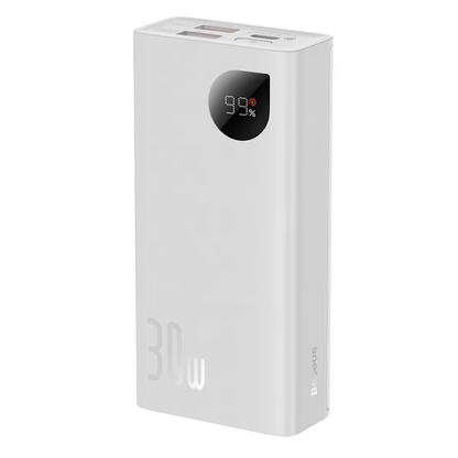 Batería Externa Baseus Adaman2, 10000mAh, 30W, QC + PD, 1 x USB-C - 2 x USB-A, Blanca PPAD080002