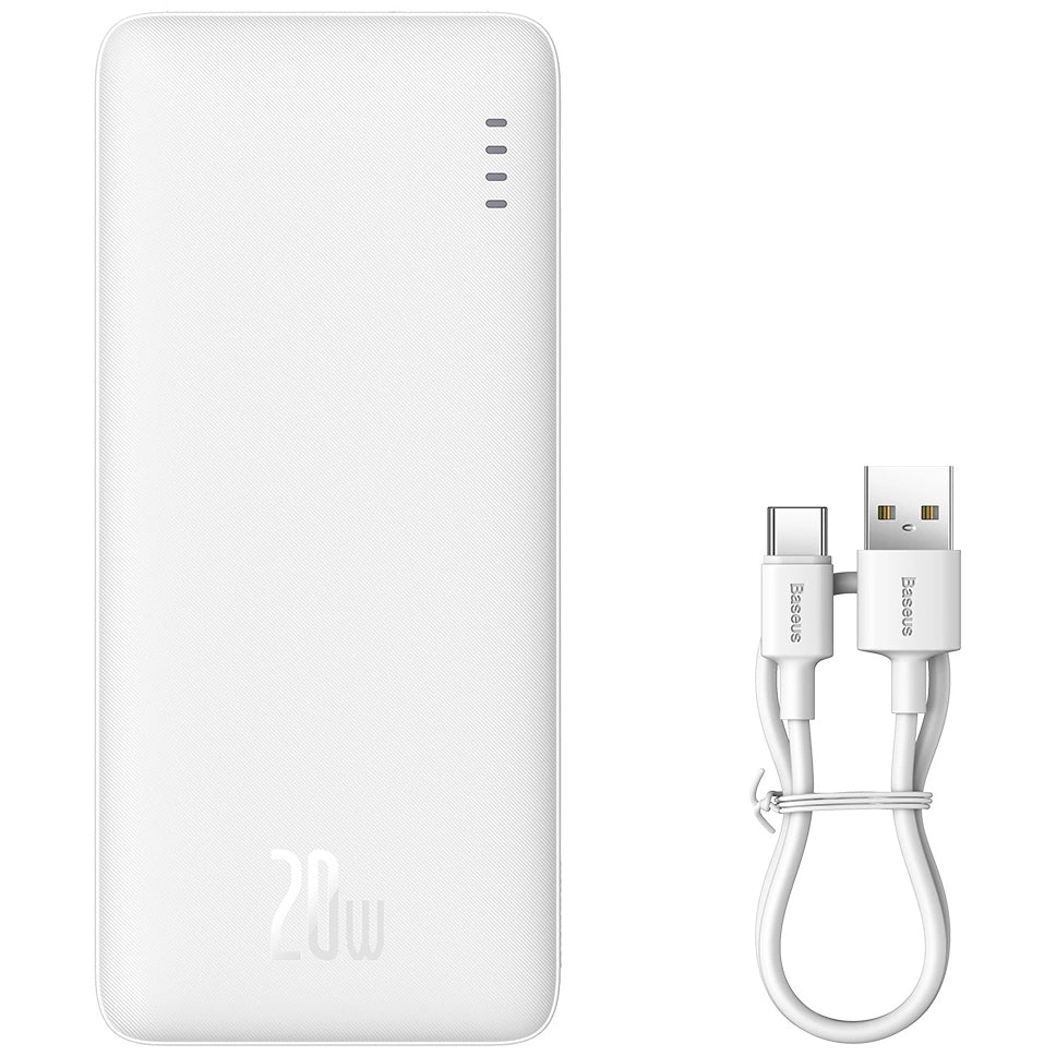 Batería Externa Baseus Airpow, 10000mAh, 20W, QC + PD, 1 x USB-A - 1 x USB-C, Blanca