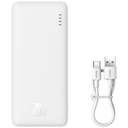 Batería Externa Baseus Airpow, 10000mAh, 20W, QC + PD, 1 x USB-A - 1 x USB-C, Blanca