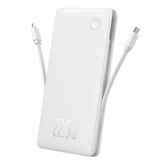 Batería Externa Baseus Airpow Lite, 10000mAh, 22.5W, QC + PD, 1 x Lightning - 1 x USB-A - 2 x USB-C, Blanca P10067501213-00