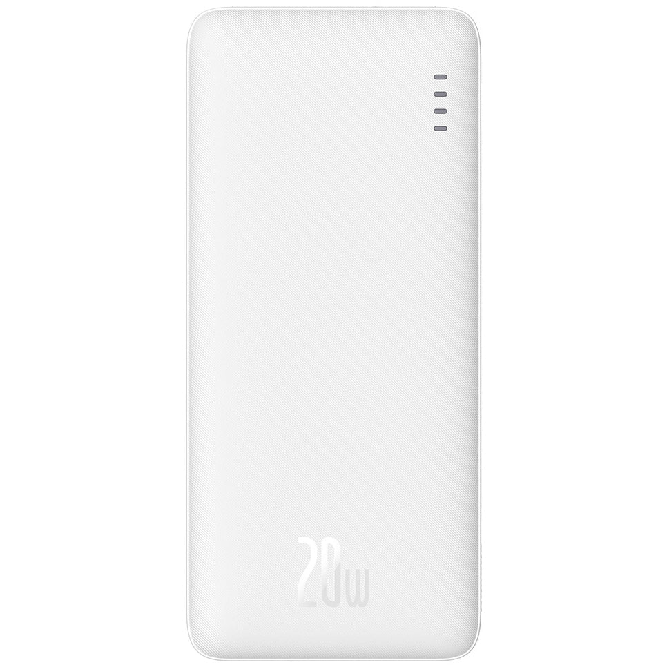 Batería Externa Baseus Airpow, 10000mAh, 20W, QC + PD, 1 x USB-A - 1 x USB-C, Blanca