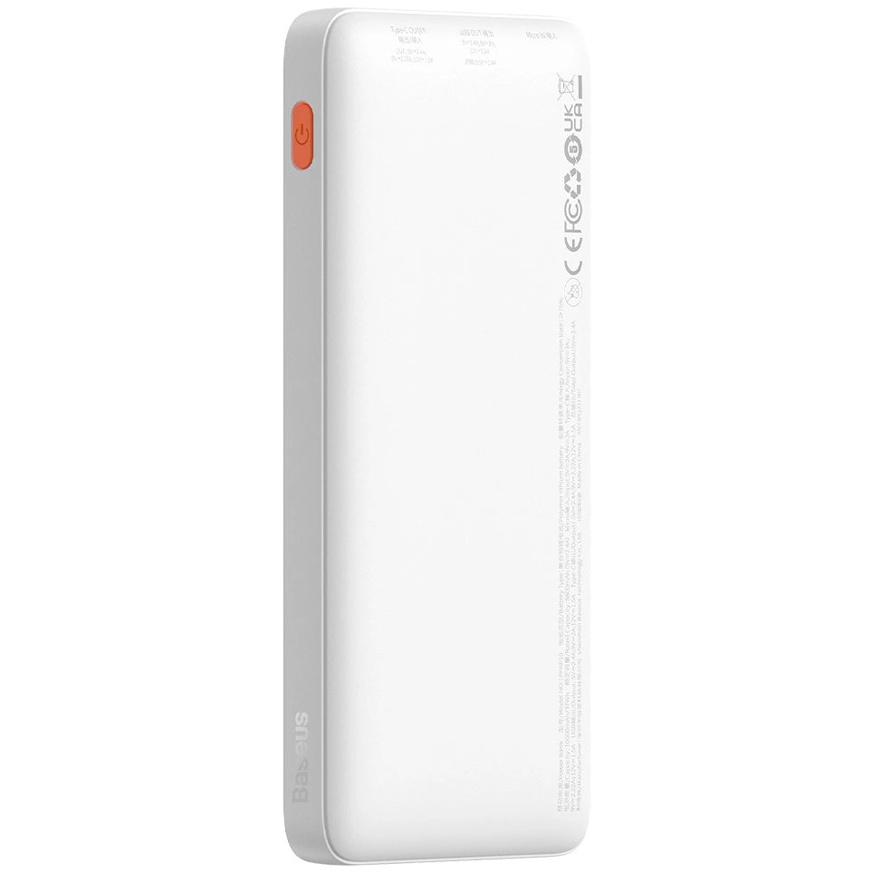 Batería Externa Baseus Airpow, 10000mAh, 20W, QC + PD, 1 x USB-A - 1 x USB-C, Blanca