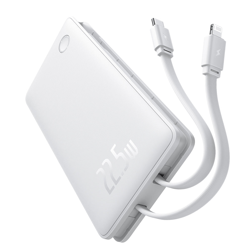 Batería Externa Baseus Airpow Lite, 10000mAh, 22.5W, QC + PD, 1 x Lightning - 1 x USB-A - 2 x USB-C, Blanca P10067501213-00