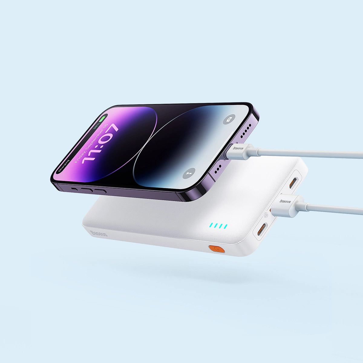 Batería Externa Baseus Airpow, 10000mAh, 20W, QC + PD, 1 x USB-A - 1 x USB-C, Blanca