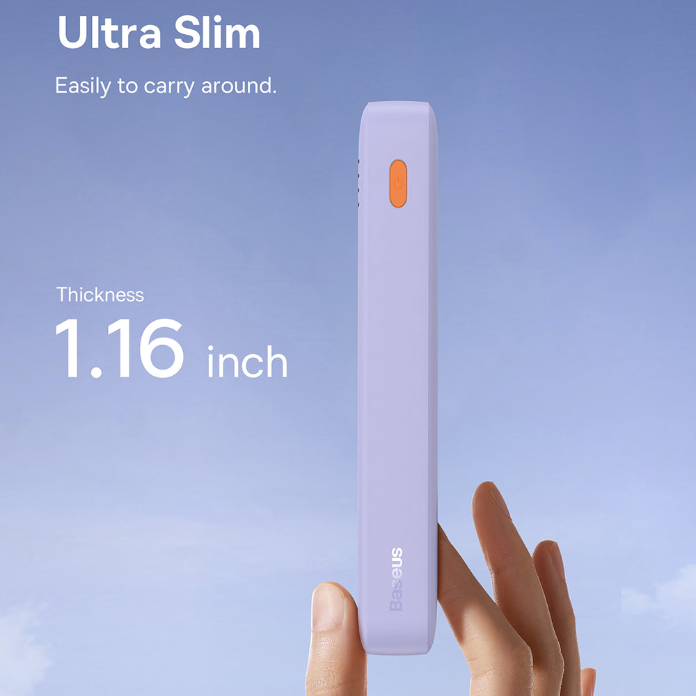 Batería Externa Baseus Airpow, 20000mAh, 20W, QC + PD, 1 x USB-A - 1 x USB-C, Morado P10022804513-00