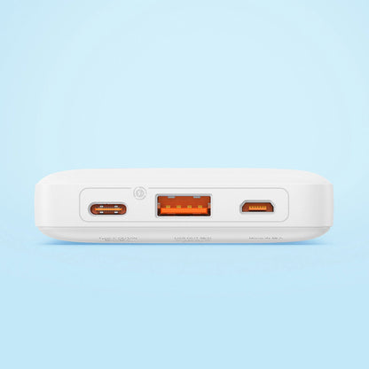 Batería Externa Baseus Airpow, 10000mAh, 20W, QC + PD, 1 x USB-A - 1 x USB-C, Blanca
