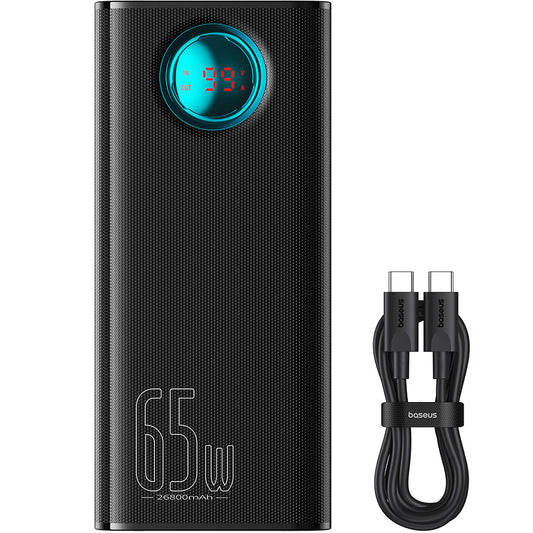 Batería Externa Baseus Amblight con Pantalla Digital, 26800mAh, 65W, QC + PD, 1 x USB-C - 4 x USB-A, Negra P10022402113-00