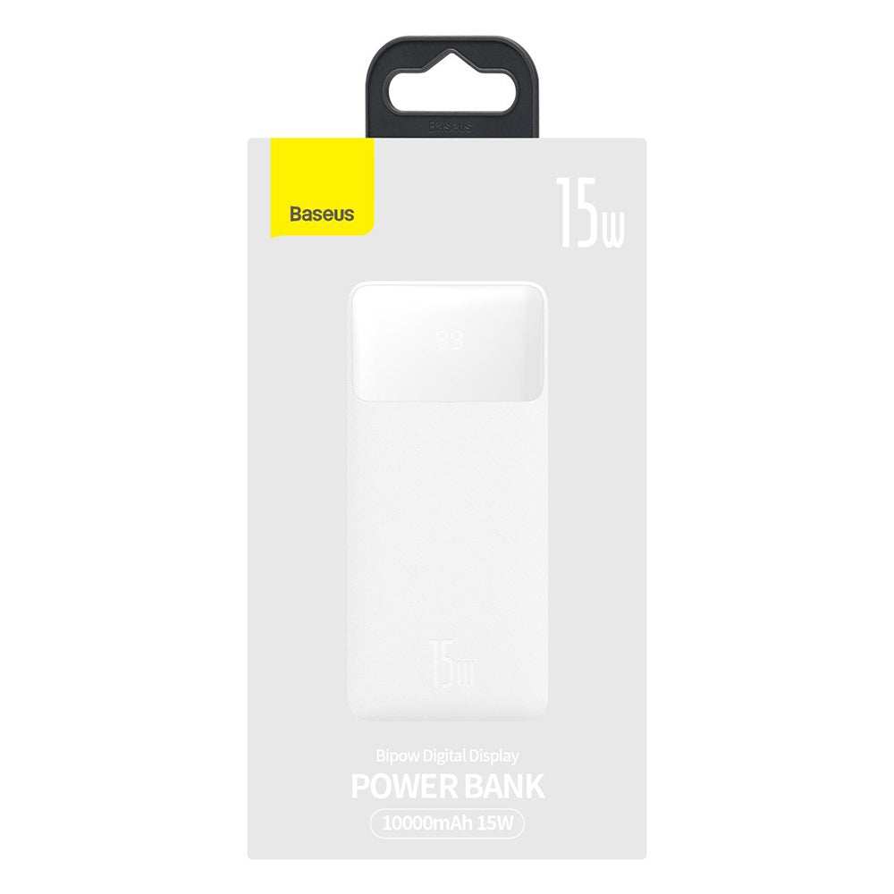 Batería externa Baseus Bipow, 10000mAh, 15W, 1 x USB-C - 2 x USB-A, Blanco PPBD050002 