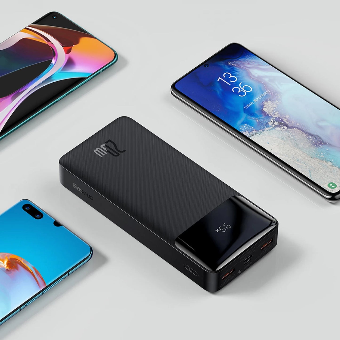Batería Externa Baseus Bipow, 20000mAh, 20W, QC + PD, 1 x USB-C - 2 x USB-A, Negra PPBD050501