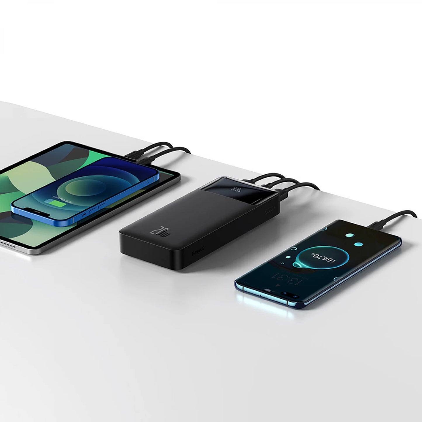 Batería Externa Baseus Bipow, 20000mAh, 20W, QC + PD, 1 x USB-C - 2 x USB-A, Negra PPBD050501