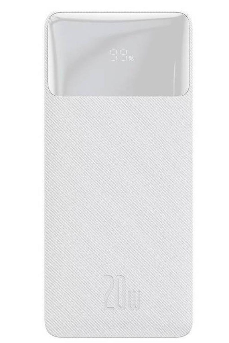 Batería Externa Baseus Bipow, 10000mAh, 20W, QC + PD, 1 x USB-C - 2 x USB-A, Blanca PPBD050502