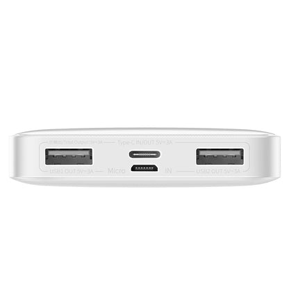 Batería externa Baseus Bipow, 10000mAh, 15W, 1 x USB-C - 2 x USB-A, Blanco PPBD050002 