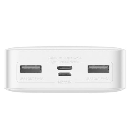 Batería externa Baseus Bipow, 20000mAh, 15W, 1 x USB-C - 2 x USB-A, Blanco PPBD050102 