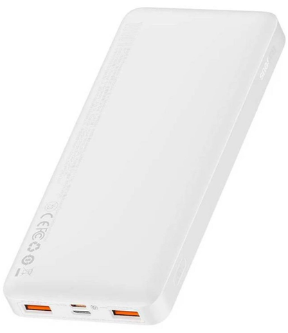 Batería Externa Baseus Bipow, 10000mAh, 20W, QC + PD, 1 x USB-C - 2 x USB-A, Blanca PPBD050502