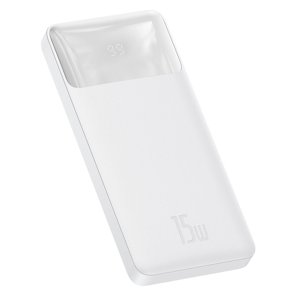 Batería externa Baseus Bipow, 10000mAh, 15W, 1 x USB-C - 2 x USB-A, Blanco PPBD050002 