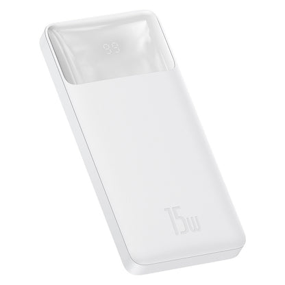 Batería externa Baseus Bipow, 10000mAh, 15W, 1 x USB-C - 2 x USB-A, Blanco PPBD050002 