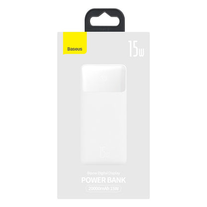 Batería externa Baseus Bipow, 20000mAh, 15W, 1 x USB-C - 2 x USB-A, Blanco PPBD050102 