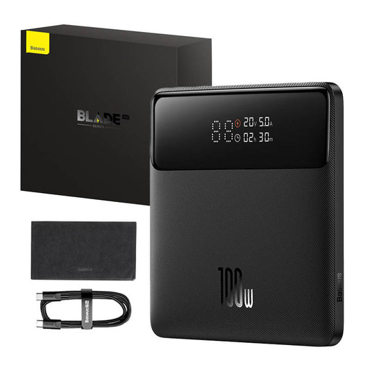 Batería Externa Baseus Blade HD, 20000mAh, 100W, QC + PD, 2 x USB-A - 2 x USB-C, Negra PPBL000301