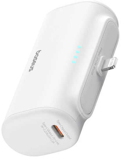 Batería Externa Baseus Compact, 5000mAh, 20W, PD, 1 x Lightning - 1 x USB-C, Blanca P10068307213-00