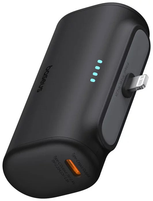 Batería Externa Baseus Compact, 5000mAh, 20W, PD, 1 x Lightning - 1 x USB-C, Negra P10068307113-00