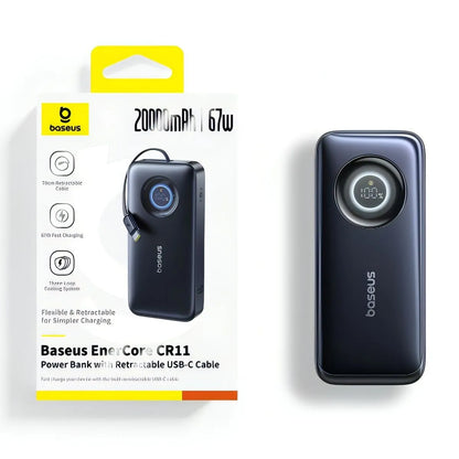 Batería Externa Baseus EnerCore CR11, 20000mAh, 67W, PD, 2 x USB-C, Negra E0027H00