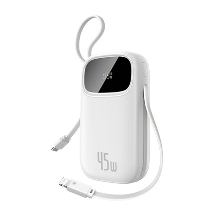 Batería Externa Baseus EnerFill FC31, 20000mAh, 45W, QC + PD, 1 x Lightning - 1 x USB-A - 2 x USB-C, Blanca E0028D01