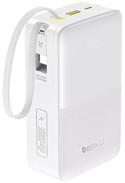 Batería Externa Baseus EnerFill Bipow2 Pro, 30000mAh, 22.5W, QC + PD, 1 x USB-A - 2 x USB-C, Blanca E0028101