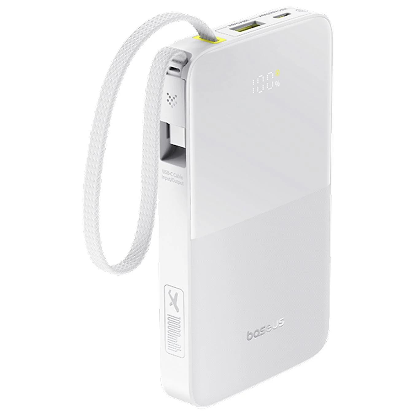 Batería Externa Baseus EnerFill Bipow2 Pro, 10000mAh, 22.5W, QC + PD, 1 x USB-A - 2 x USB-C, Blanca E0027601