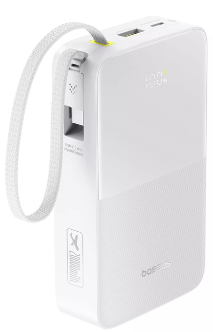 Batería Externa Baseus EnerFill Bipow2 Pro, 20000mAh, 22.5W, QC + PD, 1 x USB-A - 2 x USB-C, Blanca E0027700