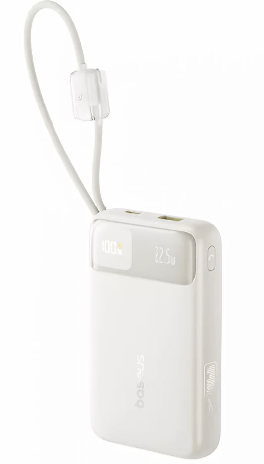 Batería Externa Baseus EnerFill FC11, 20000mAh, 22.5W, QC + PD, 1 x Lightning - 1 x USB-A - 2 x USB-C, Beige E0027S05