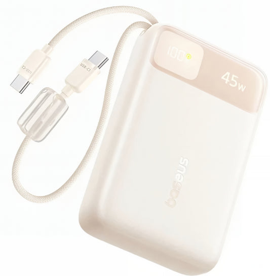 Batería Externa Baseus EnerFill FC11, 20000mAh, 45W, QC + PD, 1 x USB-A - 3 x USB-C, Beige E0031101