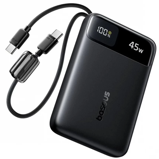 Batería Externa Baseus EnerFill FC11, 10000mAh, 45W, QC + PD, 1 x USB-A - 3 x USB-C, Negra E0031000