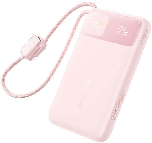 Batería Externa Baseus EnerFill FC11, 10000mAh, 22.5W, QC + PD, 1 x Lightning - 1 x USB-A - 2 x USB-C, Rosa E0027R07
