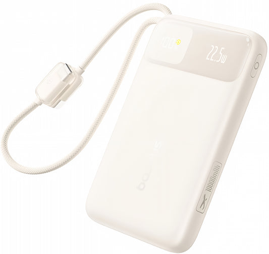 Batería Externa Baseus EnerFill FC11, 10000mAh, 22.5W, QC + PD, 1 x Lightning - 1 x USB-A - 2 x USB-C, Beige E0027R05