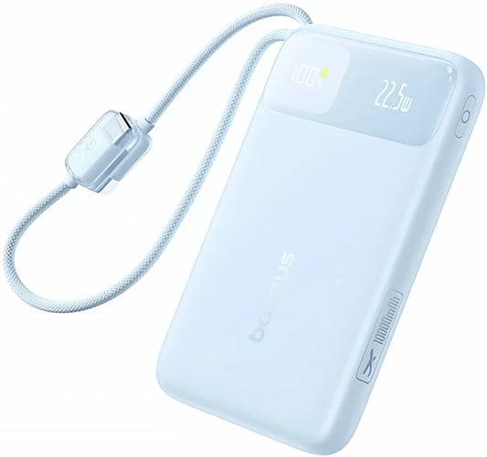 Batería Externa Baseus EnerFill FC11, 10000mAh, 22.5W, QC + PD, 1 x Lightning - 1 x USB-A - 2 x USB-C, Azul E0027R06