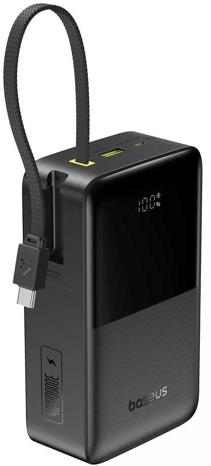 Batería Externa Baseus EnerFill Bipow2 Pro, 30000mAh, 22.5W, QC + PD, 1 x USB-A - 2 x USB-C, Negra E0028100