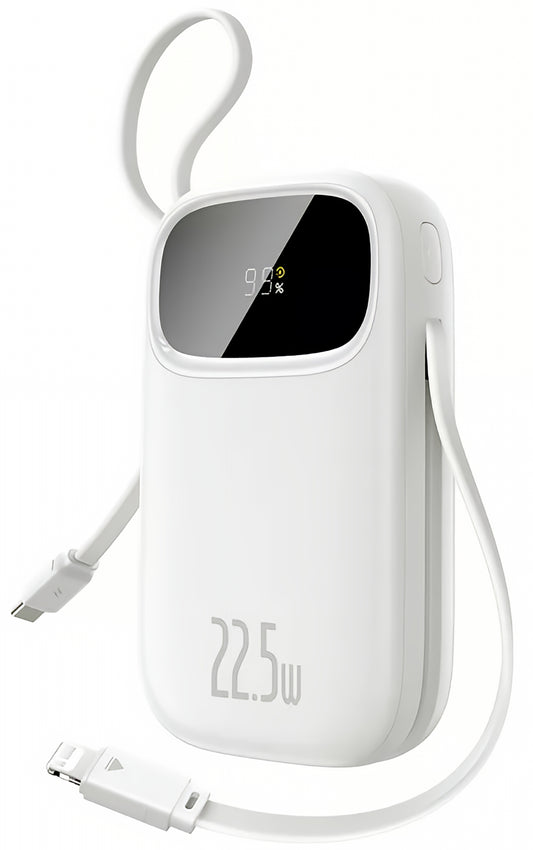 Batería Externa Baseus EnerFill FC31, 10000mAh, 22.5W, QC + PD, 1 x Lightning - 1 x USB-A - 2 x USB-C, Blanca P10082106213-00