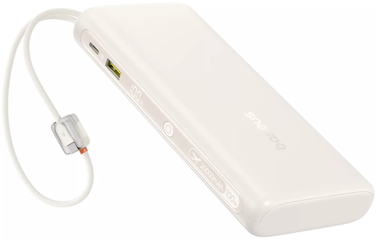 Batería Externa Baseus EnerFill FC41, 20000mAh, 100W, QC + PD, 1 x USB-A - 3 x USB-C, Blanca E0028N04