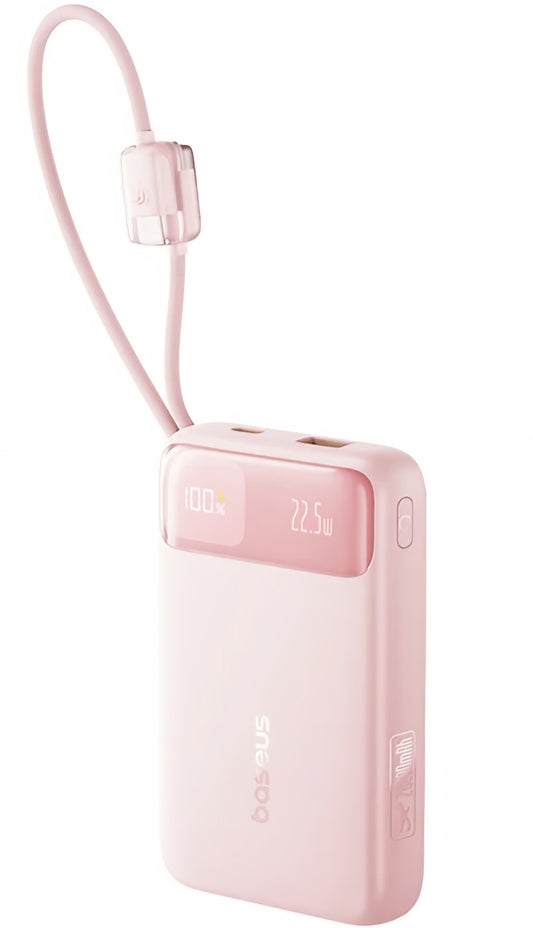 Batería Externa Baseus EnerFill FC11, 10000mAh, 22.5W, QC + PD, 1 x Lightning - 1 x USB-A - 2 x USB-C, Rosa E0027R07