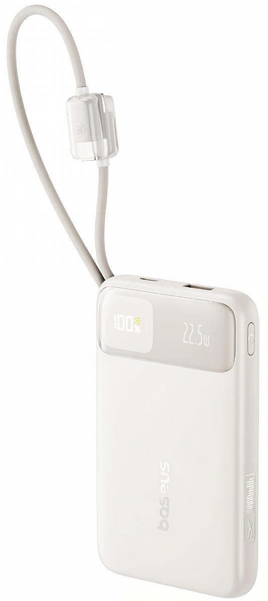 Batería Externa Baseus EnerFill FC11, 10000mAh, 22.5W, QC + PD, 1 x Lightning - 1 x USB-A - 2 x USB-C, Beige E0027R05