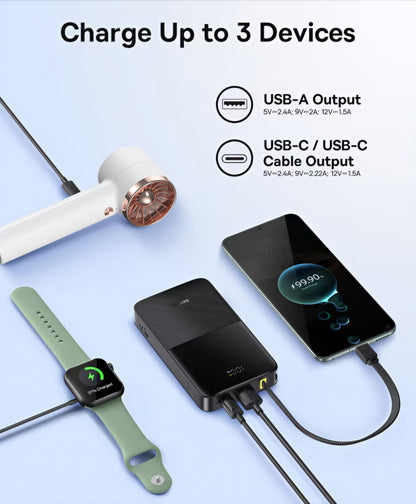 Batería Externa Baseus EnerFill Bipow2 Pro, 10000mAh, 22.5W, QC + PD, 1 x USB-A - 2 x USB-C, Negra E0027600