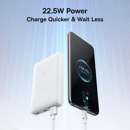 Batería Externa Baseus EnerFill FP21, 10000mAh, 22.5W, QC + PD, 1 x USB-A - 2 x USB-C, Blanca P1008210D213-00