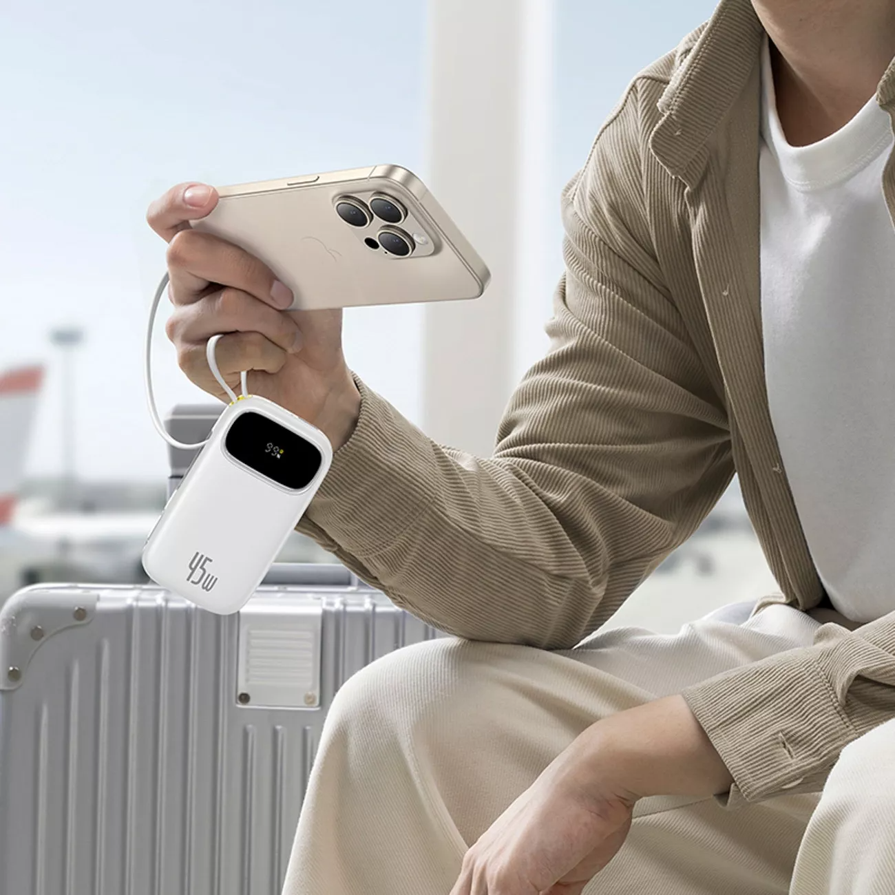 Batería Externa Baseus EnerFill FC31, 20000mAh, 45W, QC + PD, 1 x Lightning - 1 x USB-A - 2 x USB-C, Blanca P10082105213-00