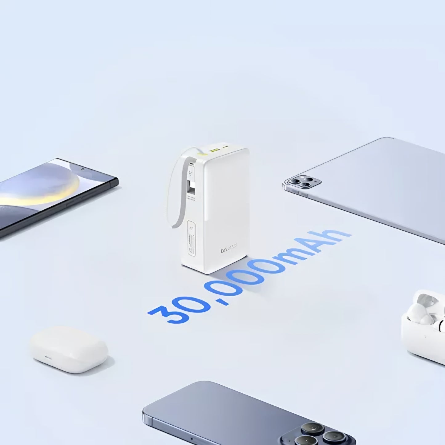 Batería Externa Baseus EnerFill Bipow2 Pro, 30000mAh, 22.5W, QC + PD, 1 x USB-A - 2 x USB-C, Blanca E0028101