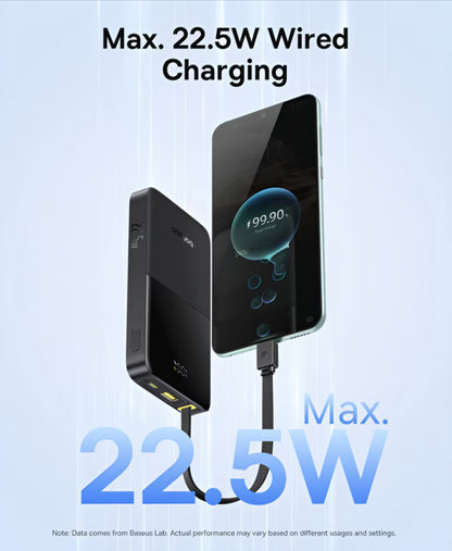 Batería Externa Baseus EnerFill Bipow2 Pro, 10000mAh, 22.5W, QC + PD, 1 x USB-A - 2 x USB-C, Negra E0027600
