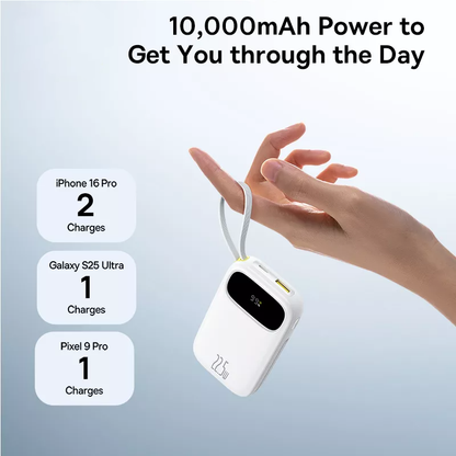 Batería Externa Baseus EnerFill FC31, 10000mAh, 22.5W, QC + PD, 1 x Lightning - 1 x USB-A - 2 x USB-C, Blanca P10082106213-00