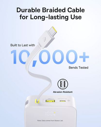 Batería Externa Baseus EnerFill Bipow2 Pro, 20000mAh, 22.5W, QC + PD, 1 x USB-A - 2 x USB-C, Blanca E0027700