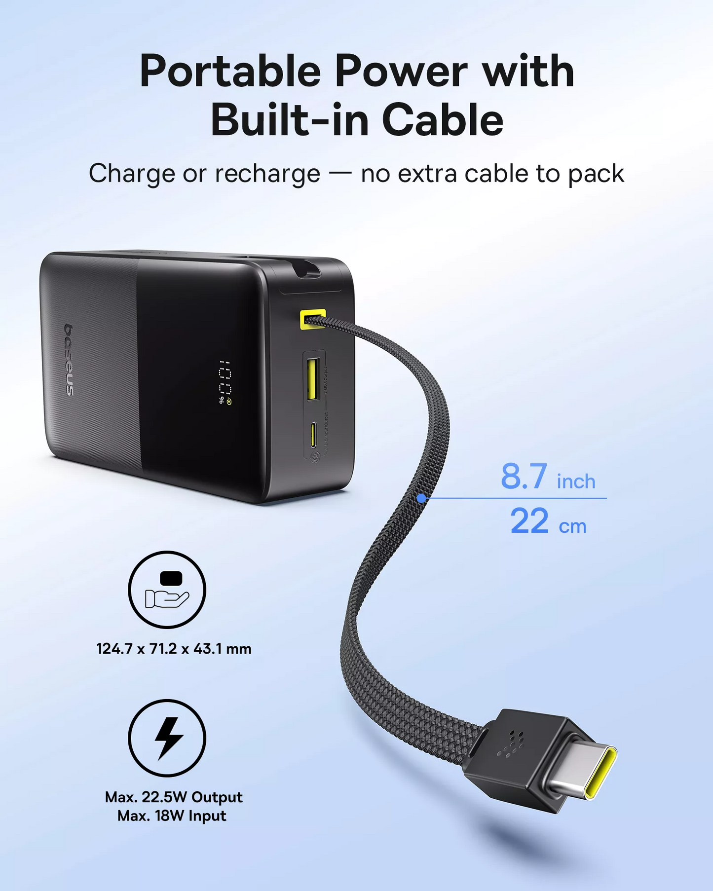 Batería Externa Baseus EnerFill Bipow2 Pro, 30000mAh, 22.5W, QC + PD, 1 x USB-A - 2 x USB-C, Negra E0028100